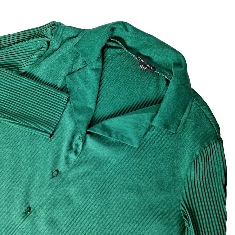 Adrianna Papell Crepe Shirt Women's Long Sleeve Moss Green Medium